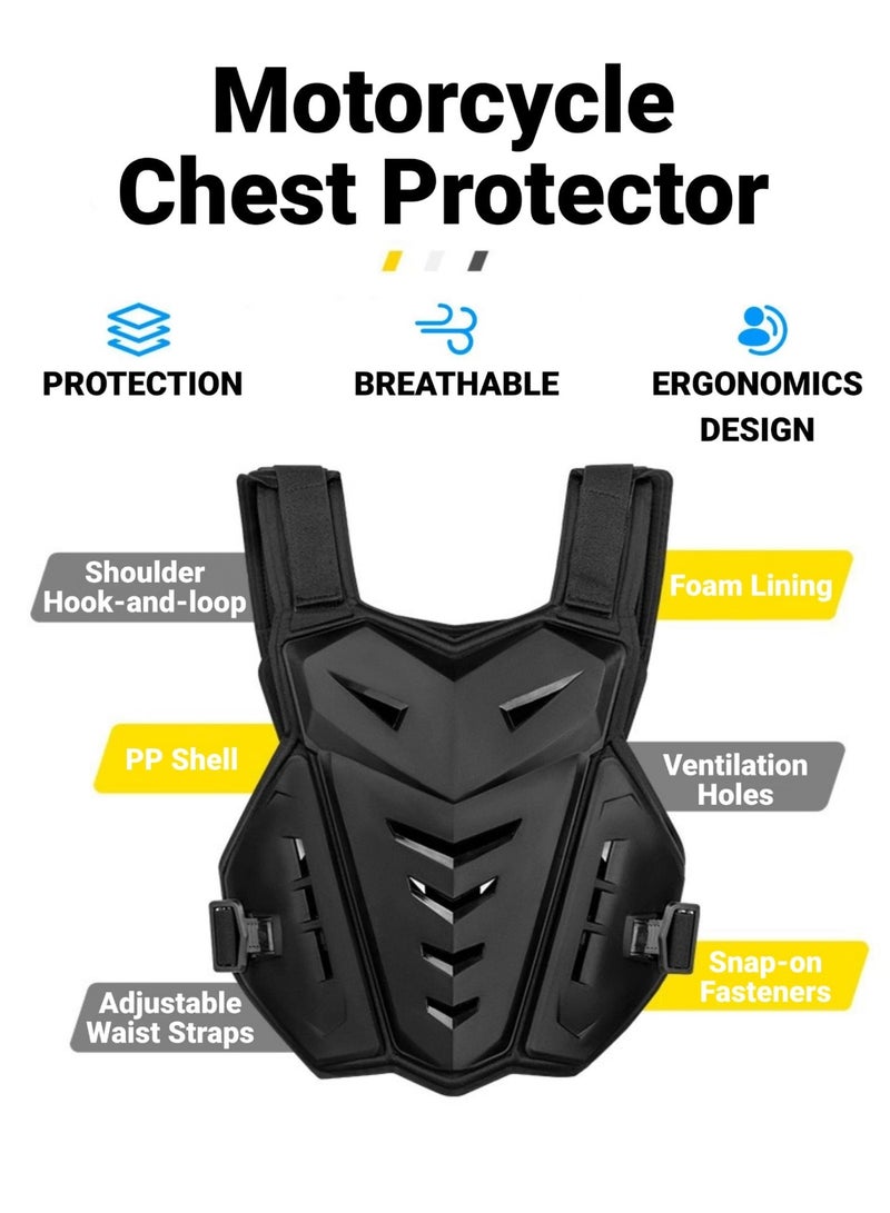 Arabest Motorcycle Armor Vest Protective Shock Absorption Breathable Black Unisex Chest Protector for MotocrossMotorcycle Armor Vest Protective Shock Absorption Breathable Black Unisex Chest Protector for Motocross - Image 2