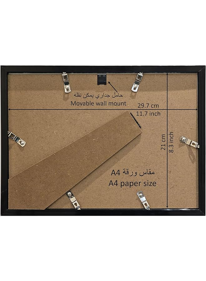 erorex 5 X A4 Picture Frame Elegant Certificate Document Frame For Wall Or Tabletop Display 5 Black - Image 2