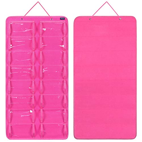 AROUY Sunglasses Organizer Storage, Hanging Dust Proof Wall Pocket Glasses Organizer - 16 Felt Slots Sunglass Organizer Holder with Metal Hook and Sturdy Rope (Dust Proof, Rose) - Image 5