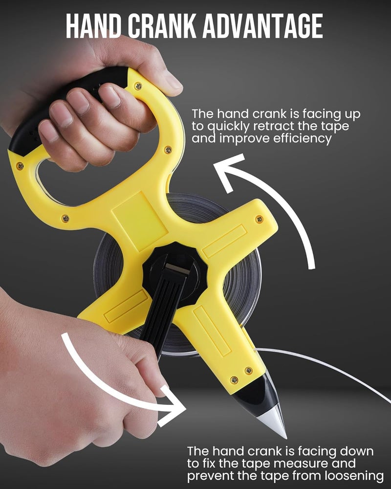 Cyrox Cyrox 100ft165ft Measuring Tape Tool With Winding Handle Plastic Measuring Tape for Home Professional Industrial Use 1Pcs 30 Meter  - Image 3