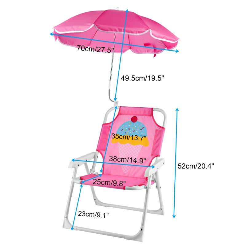 PLULON Kids Beach Chair with Umbrella Folding Lawn and Camping Chair with Summer Shade Children's Beach Chair for Pool Travel Outdoor(for 1-5 Years Old) - Image 2