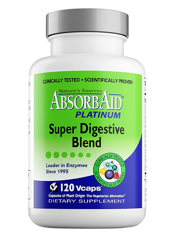 Nature's Sources AbsorbAid Platinum Super Digestive Enzyme And Probiotic Blend Vegetarian Capsules For Digestive Support, Pack Of 120'S