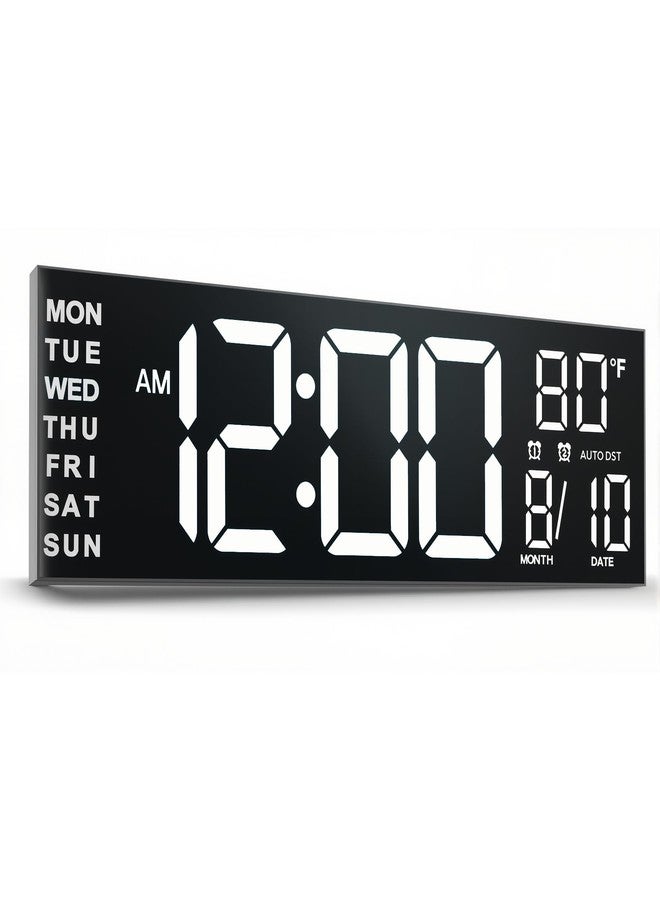 JALL 13" Large Digital Wall Mount Clock, Count Down Timer, Alarm, Big LED, DST, Temperature for Living Room Classroom Desk, Xmas, Birthday Gift for Senior Mom Dad, White - Image 1