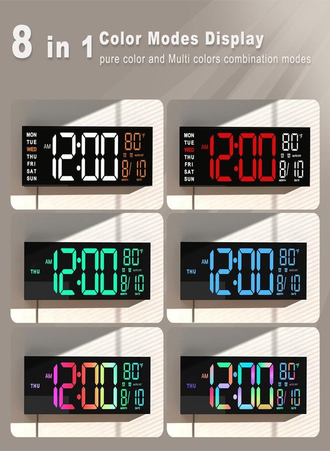 JALL 13" Large Digital Wall Mount Clock, Count Down Timer, Alarm, Big LED, DST, Temperature for Living Room Classroom Desk, Xmas, Birthday Gift for Senior Mom Dad, White - Image 4