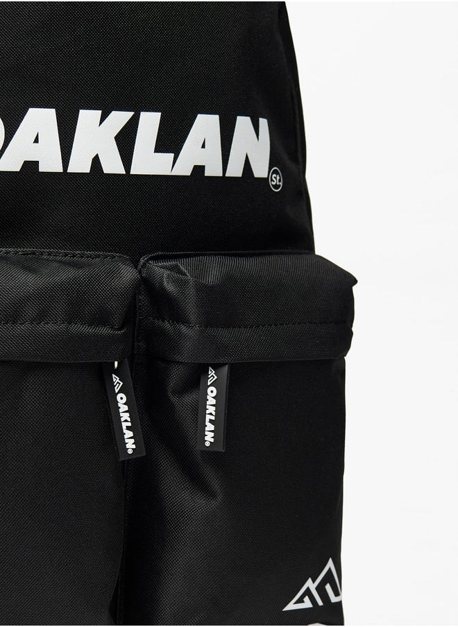 Oaklan by Shoexpress - Logo Print Backpack with Adjustable Straps - 35x30x15 cm - Image 1
