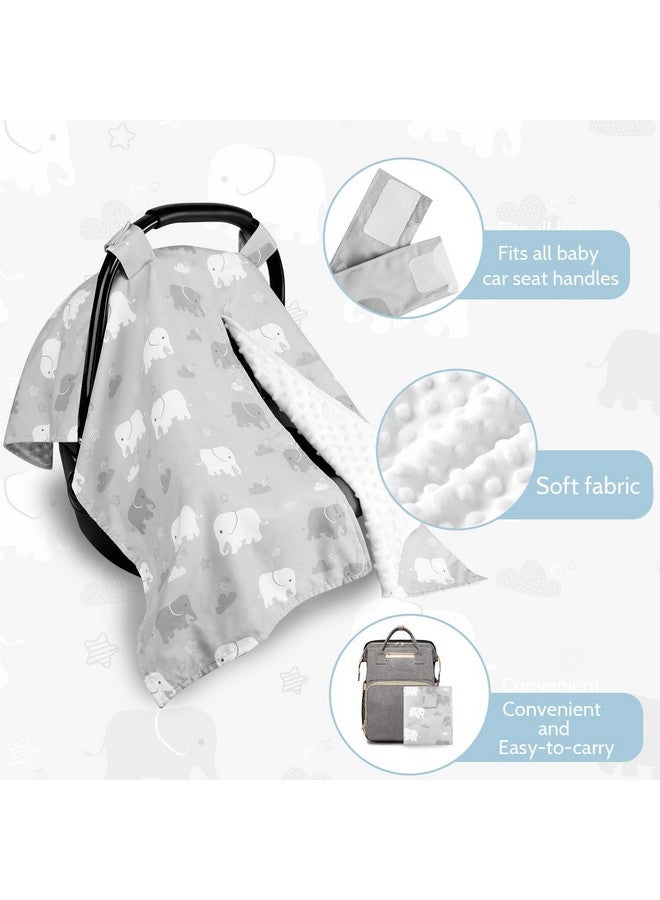 TANOFAR Car Seat Cover Baby, Carseat Covers Baby Boy Girl, Peekaboo Opening Infant Car Seat Cover for Winter, Warm & Cozy, Grey Elephant - Image 2