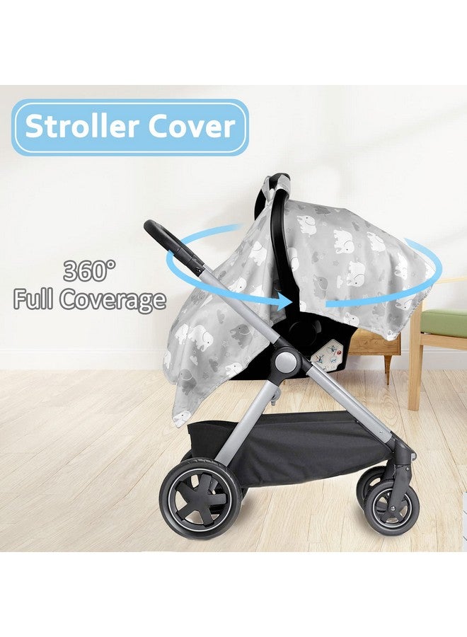 TANOFAR Car Seat Cover Baby, Carseat Covers Baby Boy Girl, Peekaboo Opening Infant Car Seat Cover for Winter, Warm & Cozy, Grey Elephant - Image 5