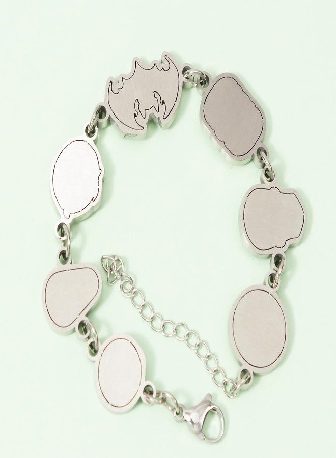 SENFAI Halloween Necklace Nightmare before Christmas Horror Party Charm Choker Necklace Pumpkin Ghost Bats Cat Spider Skull Coffin Eyeball Bracelets Colorful Skull Charm Stainless Steel Bracelet (Bracelet) - Image 5