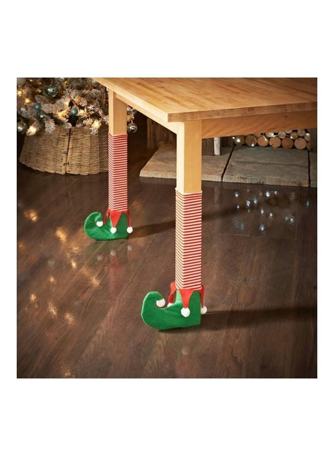 NIBEMINENT 4-Piece Elf Santa Pattern Cover Set Red/White/Green 340x200x10centimeter - Image 2