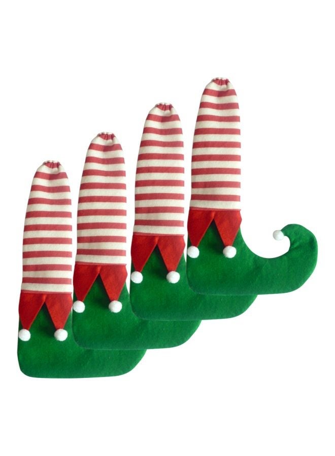 NIBEMINENT 4-Piece Elf Santa Pattern Cover Set Red/White/Green 340x200x10centimeter - Image 1