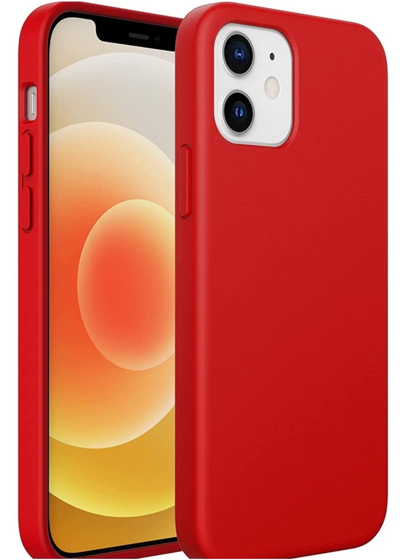 Raxoom Silicone Case for iPhone 12 Pro 6.1-Inch, Silky-Soft Touch Full-Body Protective Case, Shockproof Cover with Microfiber Lining (Red) - Image 1
