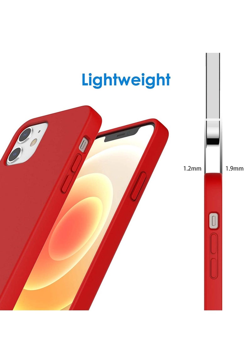 Raxoom Silicone Case for iPhone 12 Pro 6.1-Inch, Silky-Soft Touch Full-Body Protective Case, Shockproof Cover with Microfiber Lining (Red) - Image 3