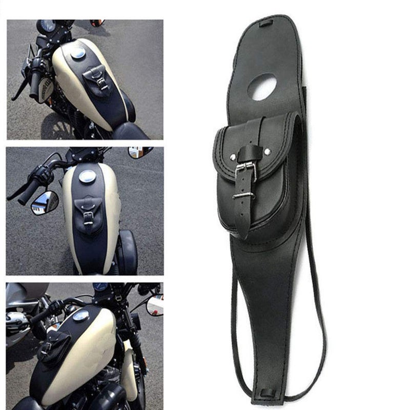 Generic Remaiw moto Motorcycle Gas Tank Leather Bag Dash Console Center Pouch Black Bag Leather for Harley Sportster XL 883 1200  - Image 1