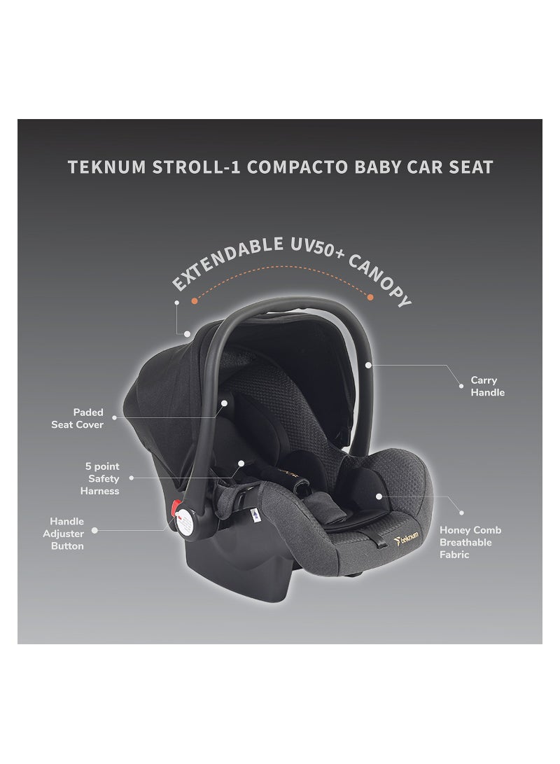 TEKNUM Teknum STROLL1 Compacto Baby Car Seat - Black  - Image 5