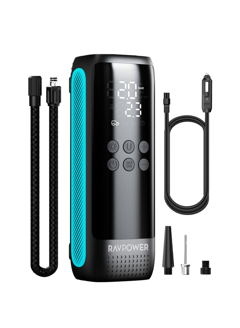 RAVPOWER Ravbower Tire Inflator – Without Battery-, Car Lighter-Powered with 45L/Min Power + LED Flashlight-Pro version - Image 1