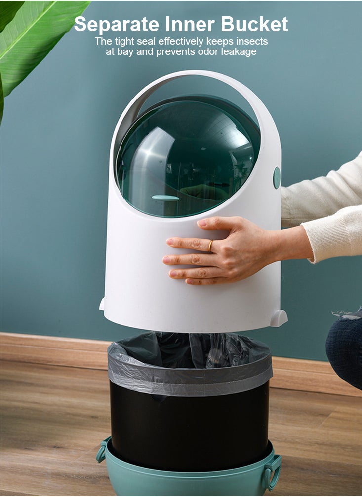 Perfii Innovative Flip-Top Waste Bin Swing Lid, Dual-Lid Design, Separate Inner Bucket, Detachable Container, and Sleek Handle Design for Effortless Use  - Image 3