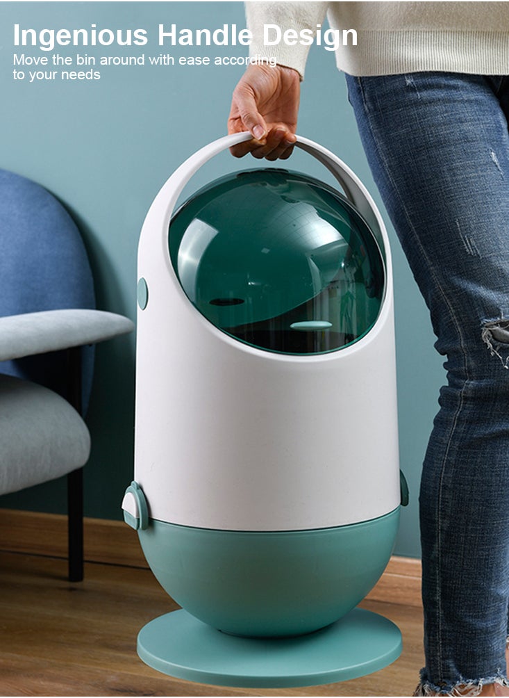 Perfii Innovative Flip-Top Waste Bin Swing Lid, Dual-Lid Design, Separate Inner Bucket, Detachable Container, and Sleek Handle Design for Effortless Use  - Image 4