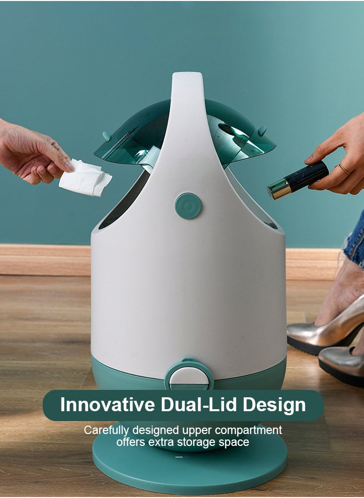 Perfii Innovative Flip-Top Waste Bin Swing Lid, Dual-Lid Design, Separate Inner Bucket, Detachable Container, and Sleek Handle Design for Effortless Use  - Image 5