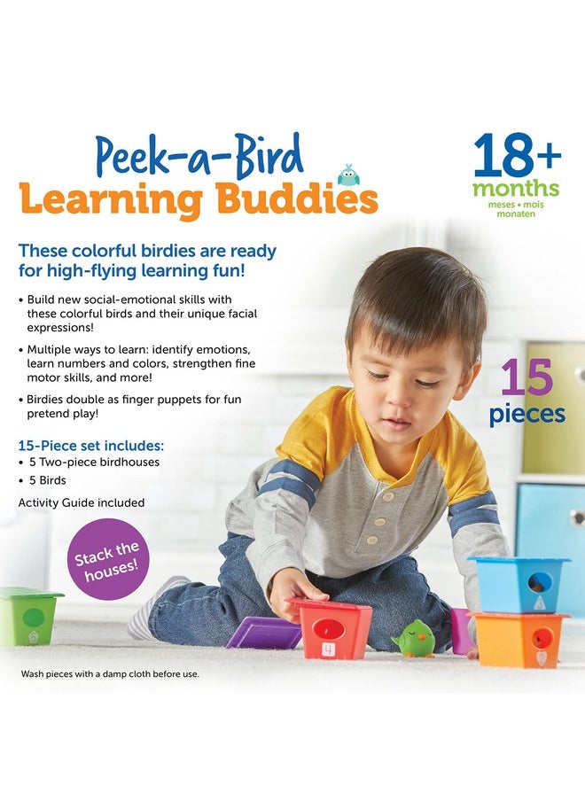 Learning Resources - Peek A Bird Learning Buddies 15 Pieces Age 18 Months+ Toddler Learning Activities Preschool Toys Educational Toy For Color Teaching - Image 1