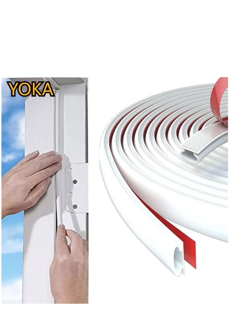 يوكا شريط عازل للطقس لاصق ذاتيًا على شكل D من الفوم لعزل الأبواب والنوافذ (5.5 متر، أبيض) - Image 1