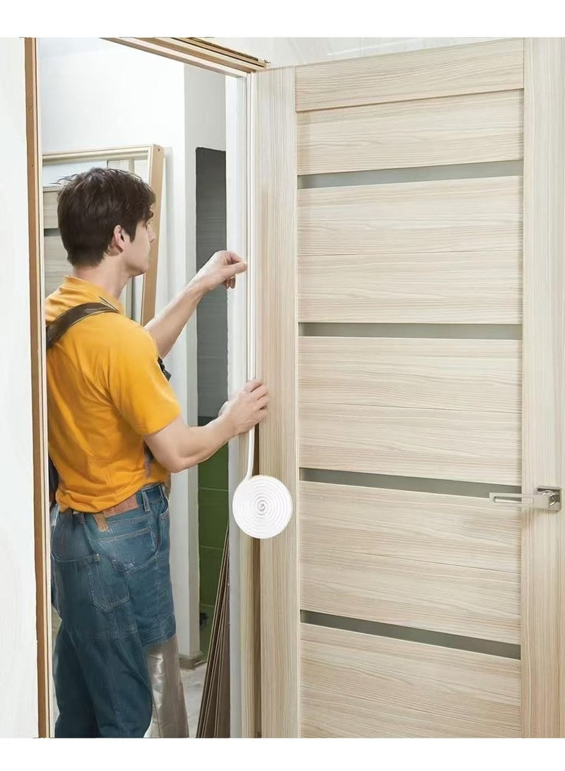 يوكا شريط عازل للطقس لاصق ذاتيًا على شكل D من الفوم لعزل الأبواب والنوافذ (5.5 متر، أبيض) - Image 5