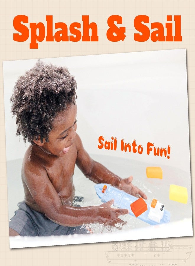 SplashEZ Boat Bath Toy for Kids | Mold Free Floating Toddler Bath Toys With No Hole for Water | Boat Ship Containers Ideal Size for Little Hands | Safe Durable for Tub Fun for Boys & Girls Ages 0 & Up - Image 4