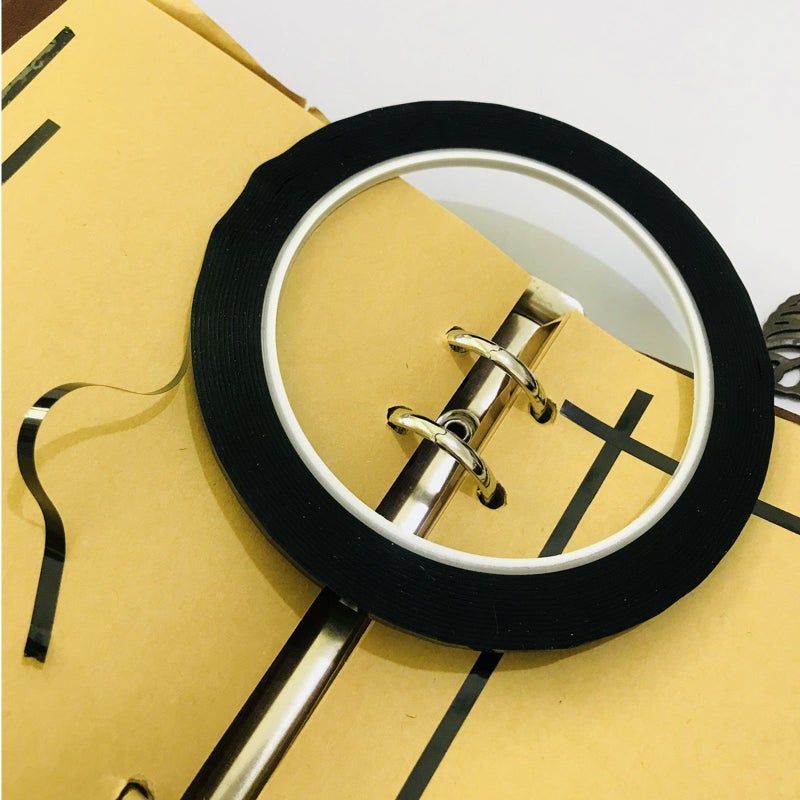 monochef 6pcs Lightning Whiteboard Pinstripe Tape Line, 108 Feet Feet Long per Roll, Dry Erase White Board Graphic Grid Marking Gridding Self Adhesive Artist Thin Pinstriping Tape Black (1/8 inch Width) - Image 3