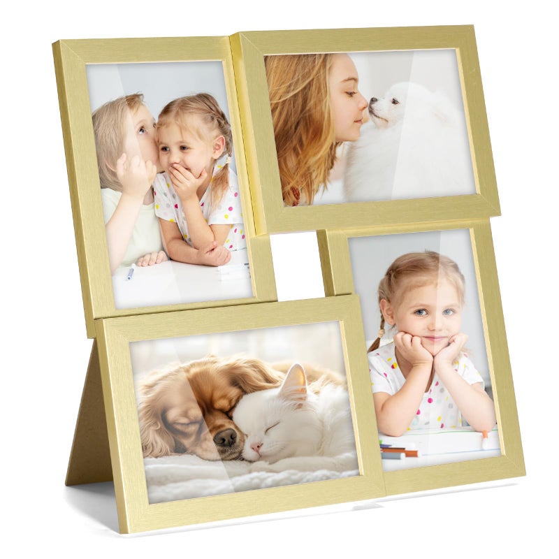 TWING 4x6 Picture Frames Collage, Golden Family Collage Picture Frames Wall Decor, Ideal Gift for Valentine's Day/Mother's Day, Wall Hanging or Tabletop - Image 1