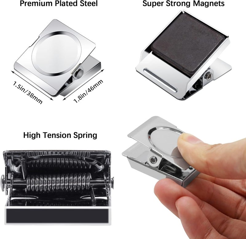 Thimmamma Magnetic Clips 1.5 inch, 12 Pack Heavy Duty Magnet Metal Clips for Hanging, Strong Magnet Clip for Whiteboard, Fridge, Classroom, Refrigerator - Image 2