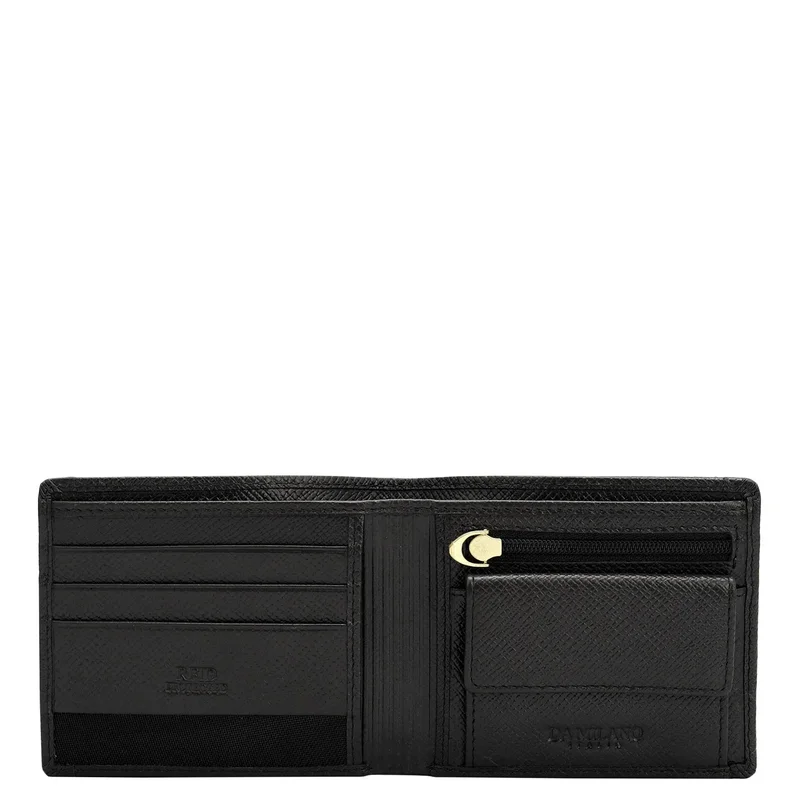 دا ميلانو Black Bifold Leather Mens Wallet