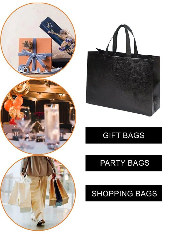 Generic 7 Pcs Black Reusable Glossy Non-woven Gift bags with Handles for All Occasions 32 x 28 x 12 cm - Image 1