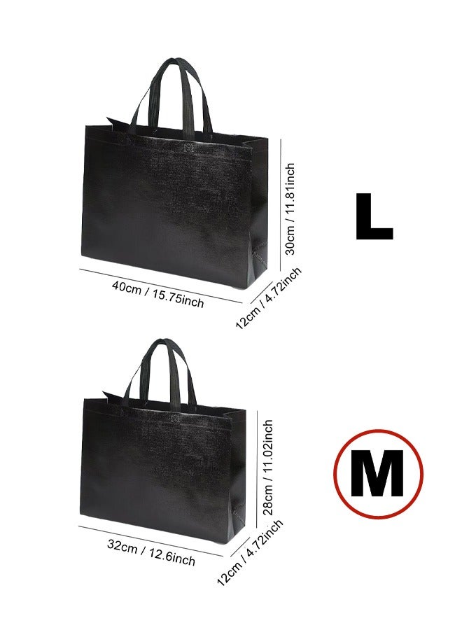 Generic 7 Pcs Black Reusable Glossy Non-woven Gift bags with Handles for All Occasions 32 x 28 x 12 cm - Image 2