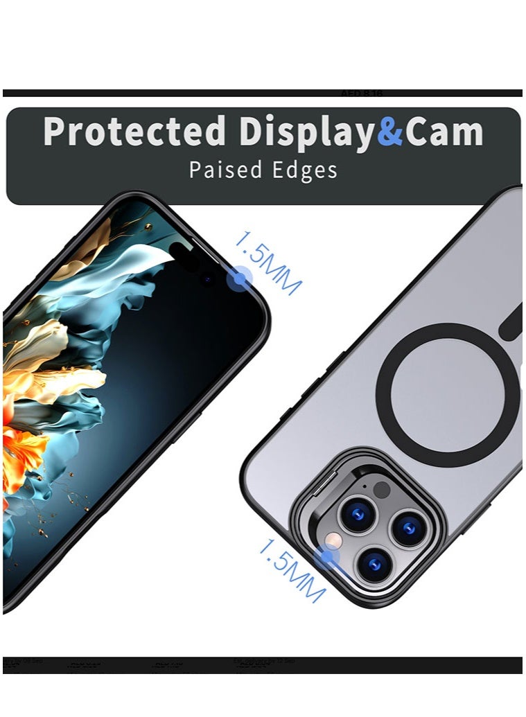 مجيد جراب هاتف مغناطيسي لهاتف iPhone 16 Pro Max مع حامل تخزين مدمج للكاميرا متوافق مع MagSafe 16FT حماية ممتازة من السقوط ومضاد للصدمات جراب شفاف رفيع للغاية لهاتف iPhone 16 ProMax 6.9 بوصة مع حلقة مسند - Image 4