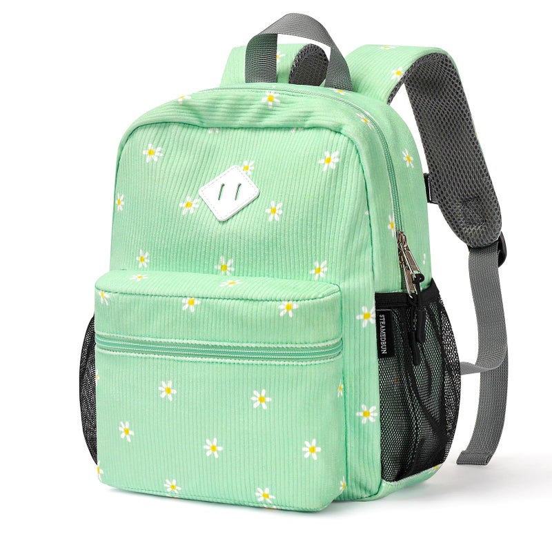 STEAMEDBUN Corduroy Toddler Backpack for Girls Boys 24 Kids Preschool Backpack for Kindergarten Daisy - Image 2