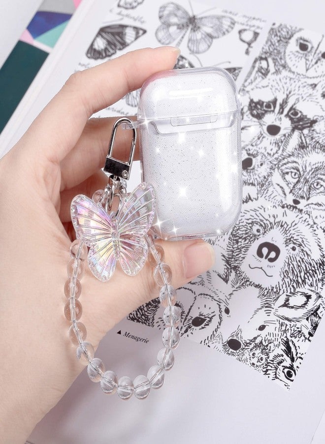 ULAK Compatible with Airpods Case Cover, Clear with Designed Soft TPU Shockproof Protective Cover Accessories with Keychain for AirPod 2nd & 1st Generation [Front Led Visible], Butterfly - Image 4