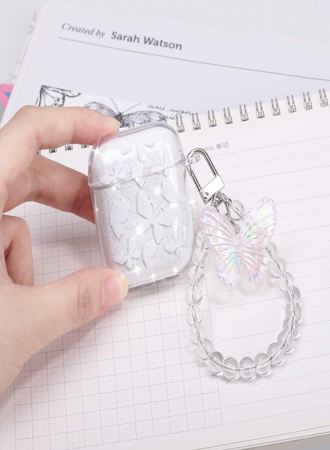 ULAK Compatible with Airpods Case Cover, Clear with Designed Soft TPU Shockproof Protective Cover Accessories with Keychain for AirPod 2nd & 1st Generation [Front Led Visible], Butterfly - Image 3