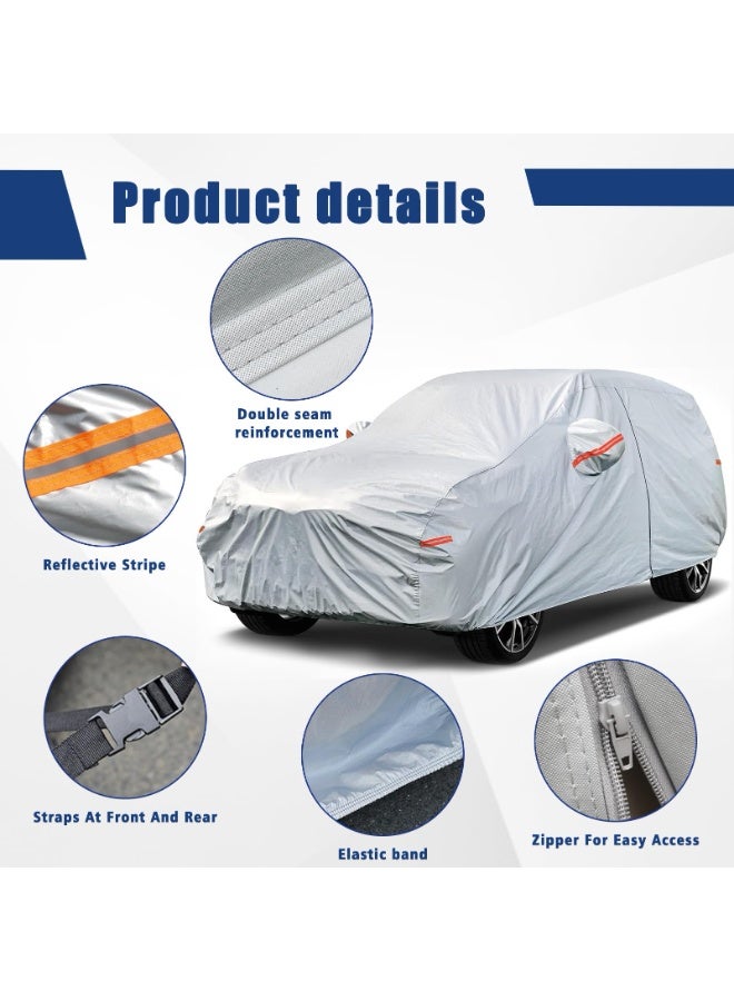 LEFAFA Car Cover Waterproof, All Weather for Automobiles, Outdoor Full Cover Rain Sun UV Protection with Zipper Cotton, Universal Fit for Sedan and Suvs (YL) - Image 3