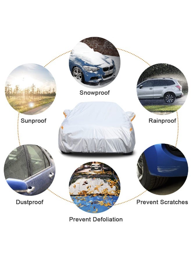 LEFAFA Car Cover Waterproof, All Weather for Automobiles, Outdoor Full Cover Rain Sun UV Protection with Zipper Cotton, Universal Fit for Sedan and Suvs (YL) - Image 5