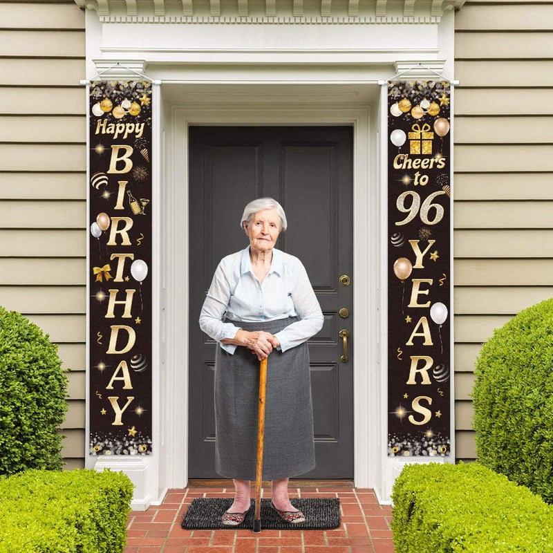 PAKBOOM Happy Birthday Cheers to 96 Years Black Gold Yard Sign Door Banner 96th Birthday Decorations Party Supplies - Image 4