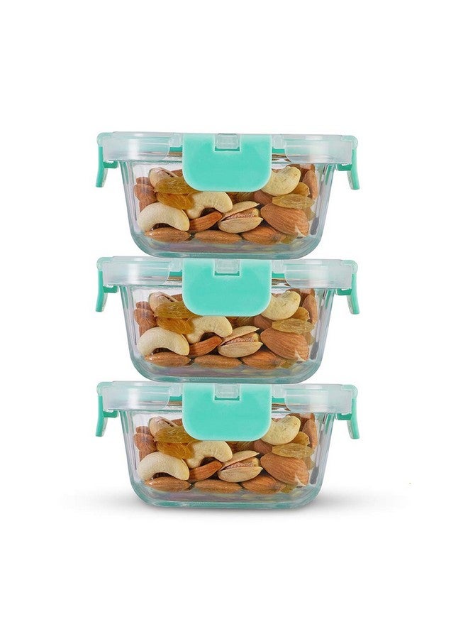 Allo FoodSafe Glass Containers with Lids, Lunch Boxes for Office, Microwave Safe Containers, Borosilicate Meal Prep Glass Food Storage Containers for Kitchen, Set of 3, 310ml, Transparent - Image 1