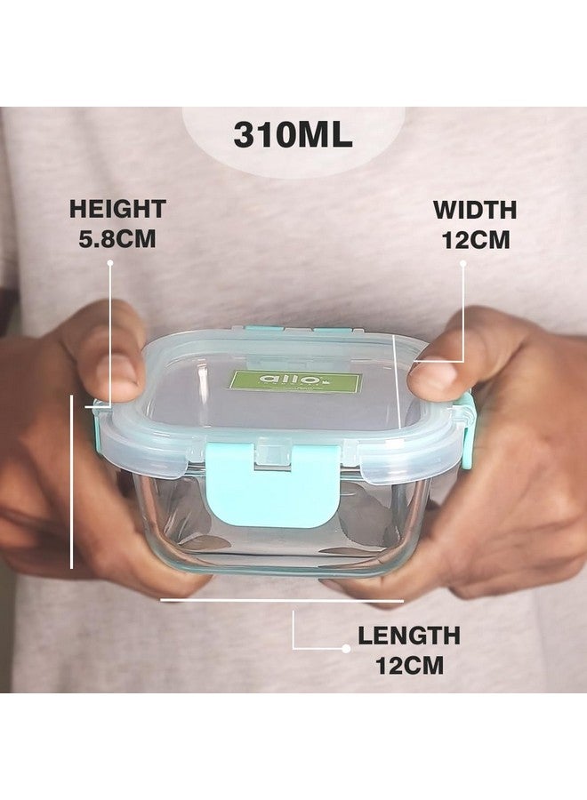 Allo FoodSafe Glass Containers with Lids, Lunch Boxes for Office, Microwave Safe Containers, Borosilicate Meal Prep Glass Food Storage Containers for Kitchen, Set of 3, 310ml, Transparent - Image 5