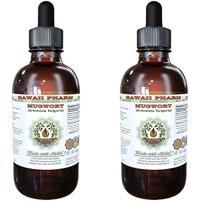 Hawaii Pharm Mugwort Alcohol-Free Liquid Extract, Professional Grade, Small Batch Crafted Mugwort (Artemisia vulgaris) Dried Flower Glycerite Natural Herbal Supplement, 2x4 oz - Image 1