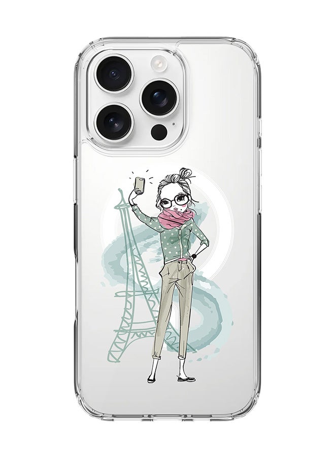 Stylizedd For iPhone 16 Pro Case [Compatible with MagSafe] Slim Magnetic cover Clear Phone Case - Selfie by Eiffel - Image 1