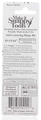 Make it Snappy Tools 11/64 Inch Self-Centering Hinge Bit #45111 - Image 3
