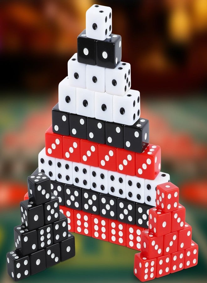 Hxezoc 50 Pieces Dice Set 16mm Standard Game Dices with Black White Red Acrylic 6 Sided Colored Bulk Casino Dice for Casino Theme Party Board Games Vegas Birthday Party Supplies (Square Corner) - Image 3
