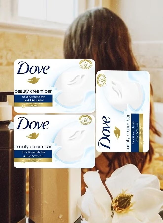Dove 3 Pieces Beauty Moisturizing Soap Cream Bar For Soft Smooth Skin 125 Grams