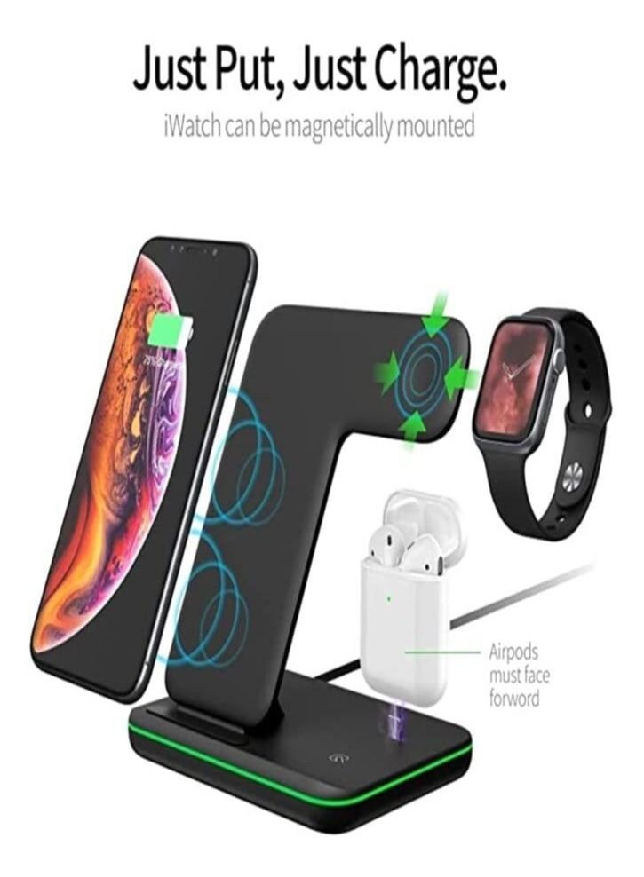3-In-1 Fast Wireless Charger | Wireless Charging Station 15W Qi Fast Wireless Charger Stand Mainly Compatible For Smart phones | Smart watches  - Image 5