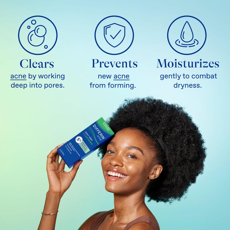 differin غسول وجه ديفرين لعلاج حب الشباب مع 5% بنزويل بيروكسايد، منظف عميق يومي من صانعي جل ديفرين، عناية لطيفة بالبشرة للبشرة الحساسة المعرضة لحب الشباب، 4 أونصات (قد يختلف التعبئة) - Image 5