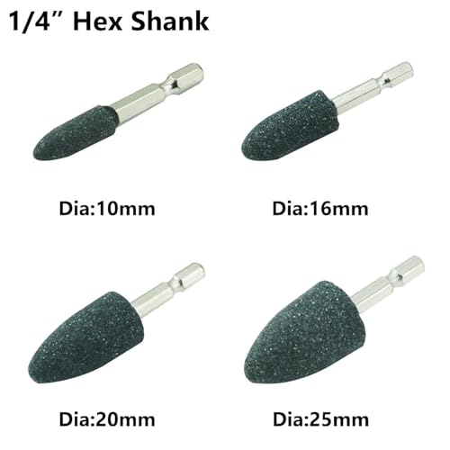 JUNLIXN 10 Pcs Various Shapes Grinding Stones - 1/4" Hex Shank Aluminum Oxide Mounted Sharpening Bits for Drill, Rotary Tool - Image 2