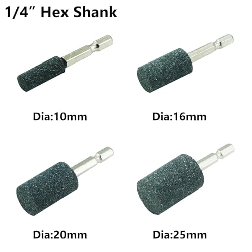 JUNLIXN 10 Pcs Various Shapes Grinding Stones - 1/4" Hex Shank Aluminum Oxide Mounted Sharpening Bits for Drill, Rotary Tool - Image 3